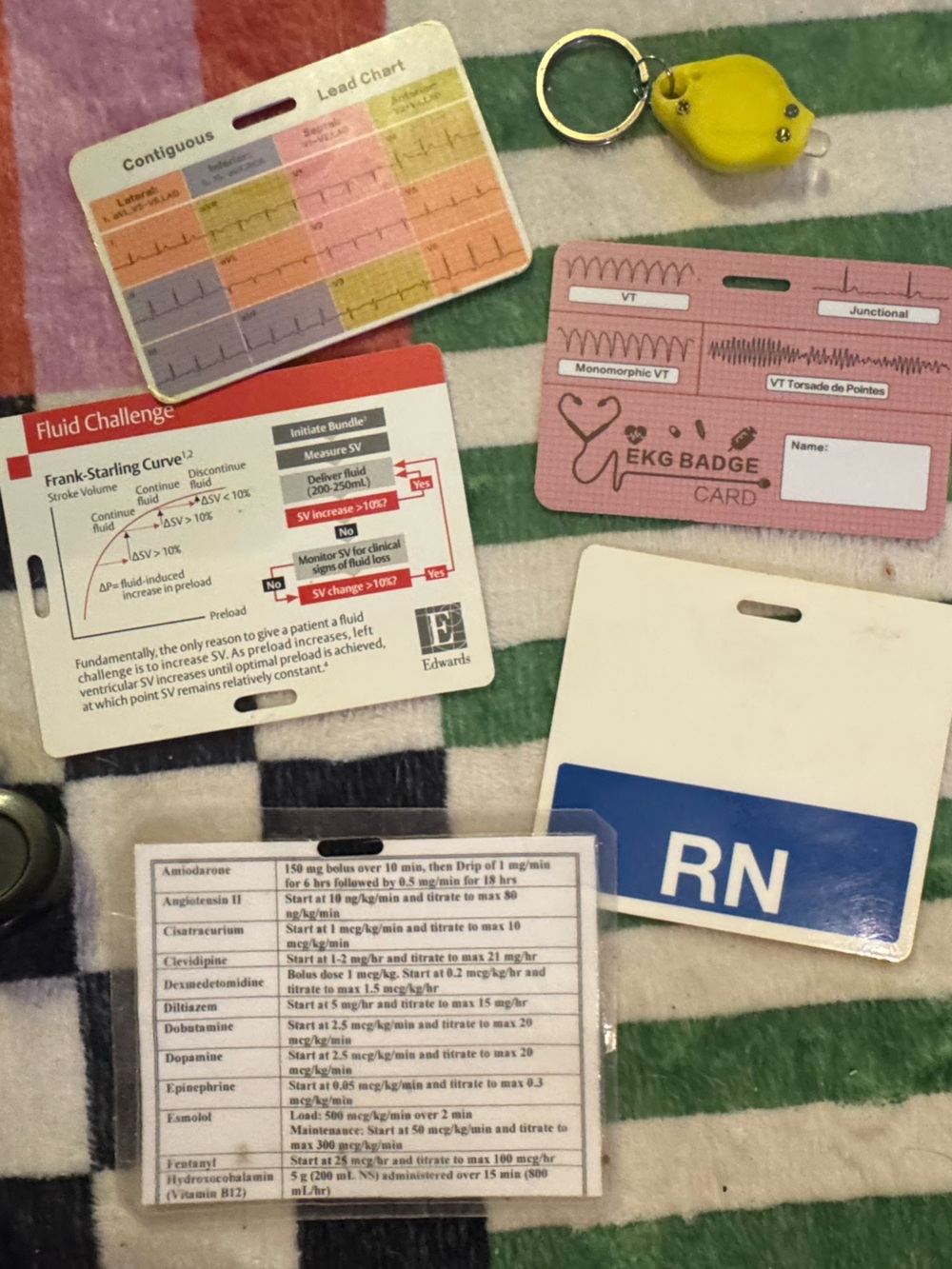 RN Badge Holder ID with Nursing Resources and flashlight